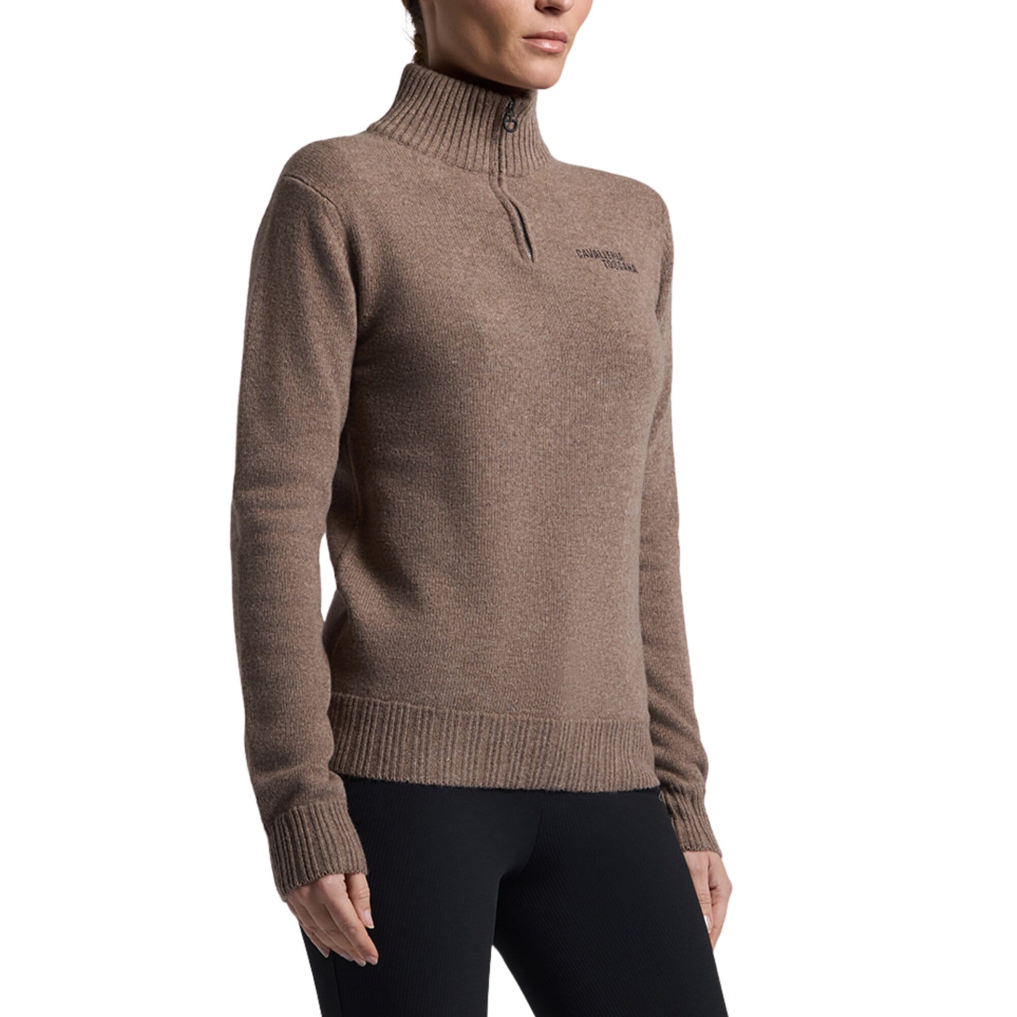 CT Half Zip Wool Top - Espresso