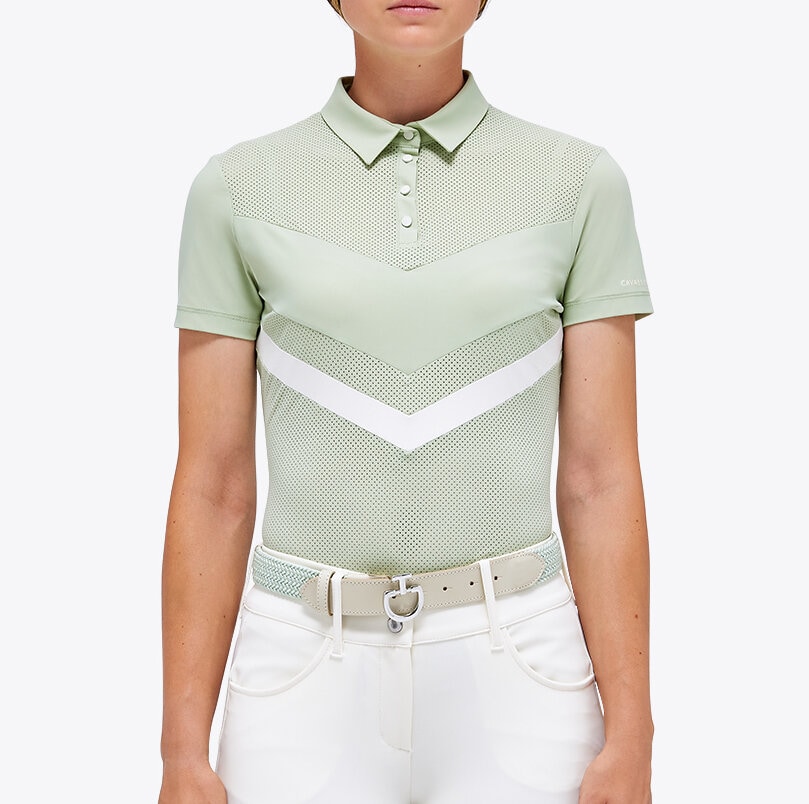 Perforated Jersey Zip Polo - Ljusgrön