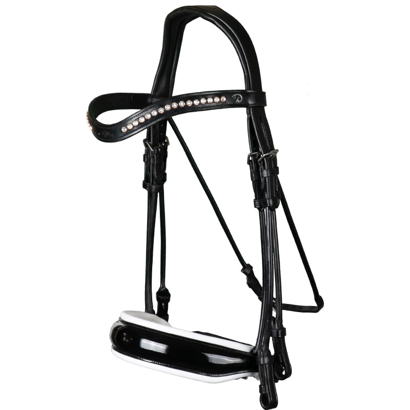 Round Sewn Double Bridle - Black/White