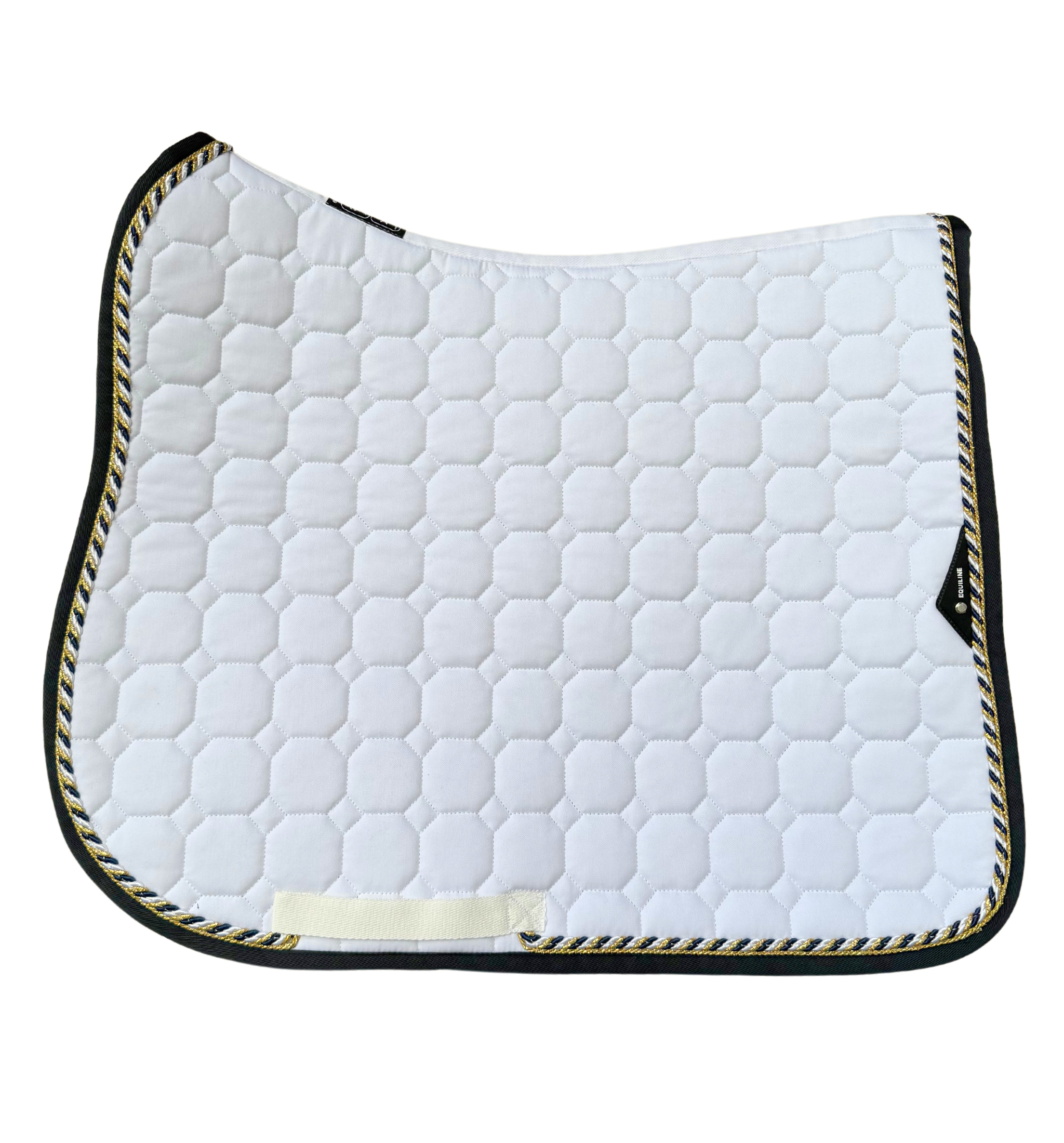Octagon Dressage Saddle Pad - White Navy/Gold/Glitter