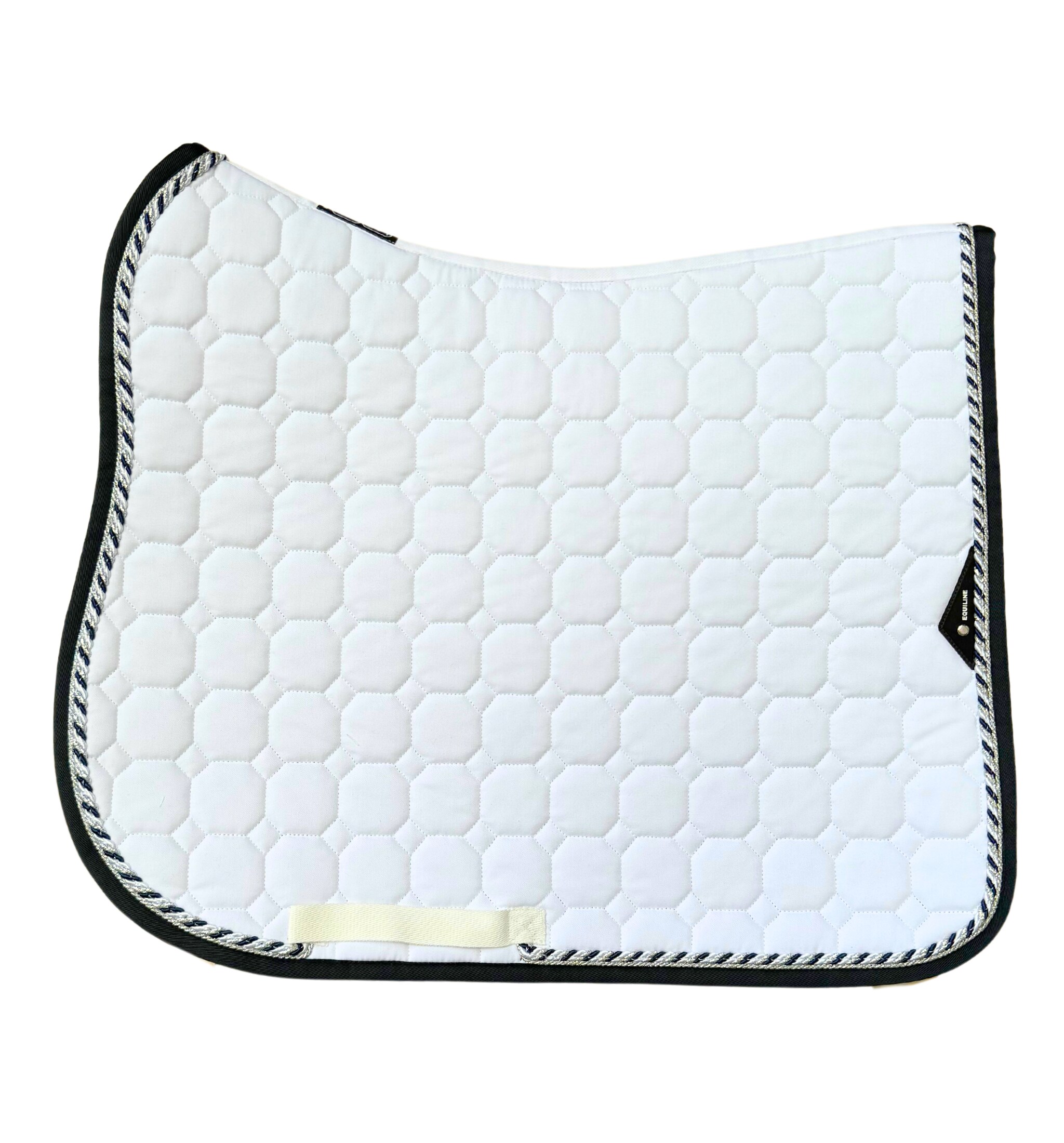 Octagon Dressage Saddle Pad - White Navy/Silver/Glitter