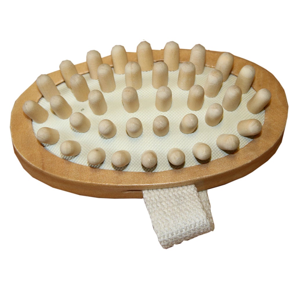 Massage brush with wooden pins