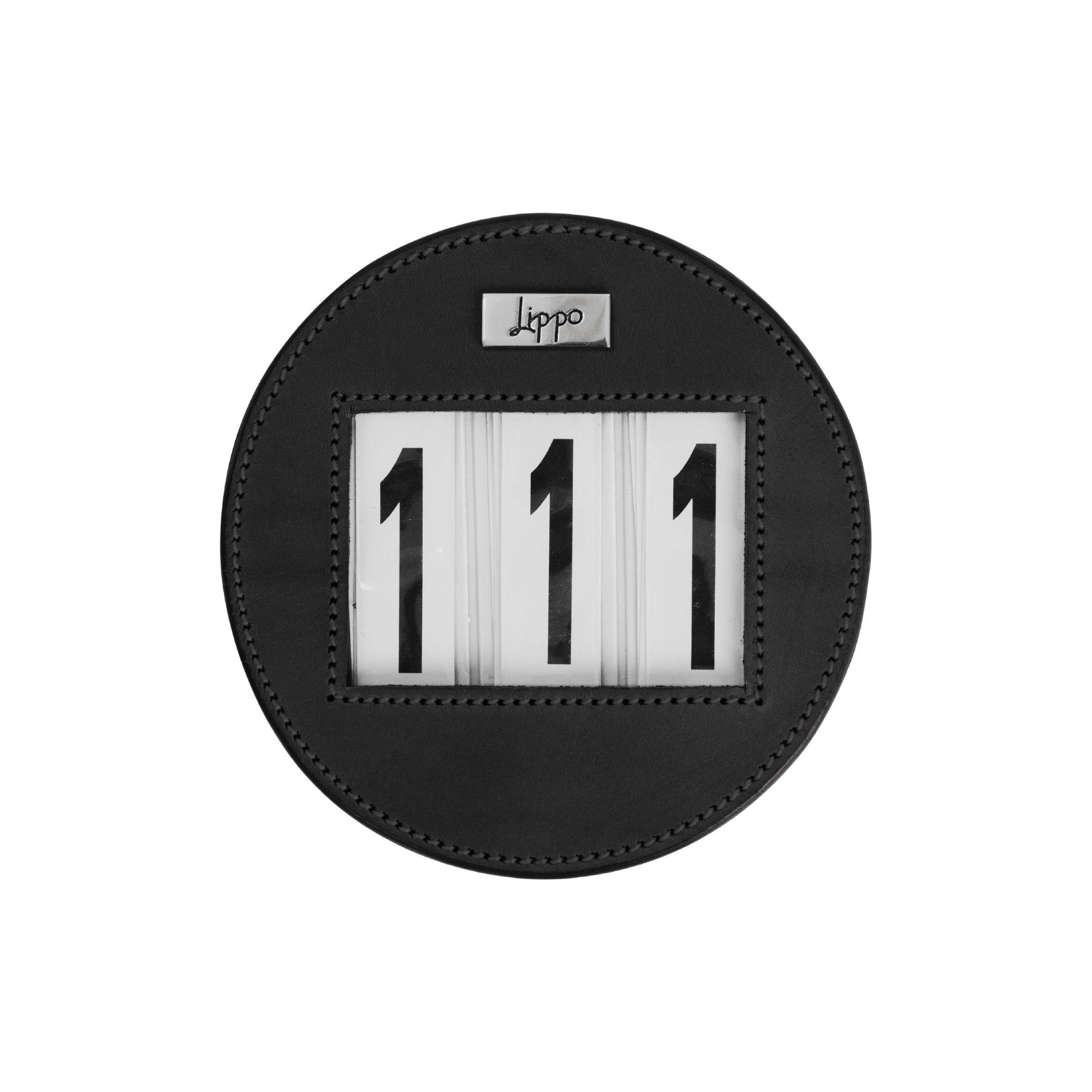 Round Number Holder Leather - Black