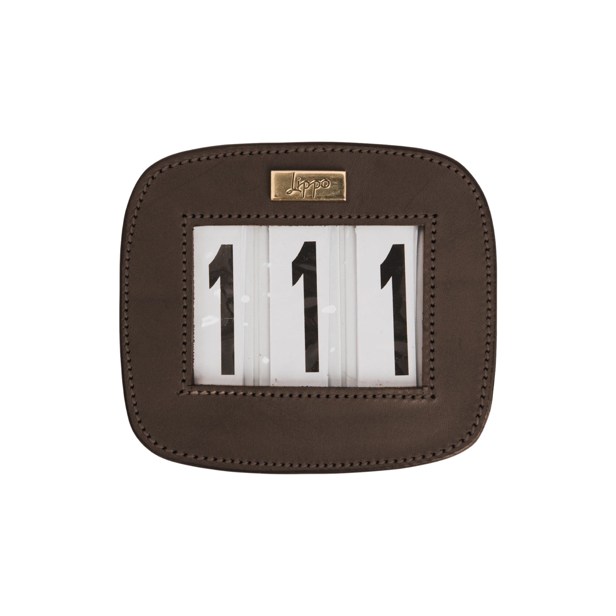 Number Holder Leather - Brown/Gold