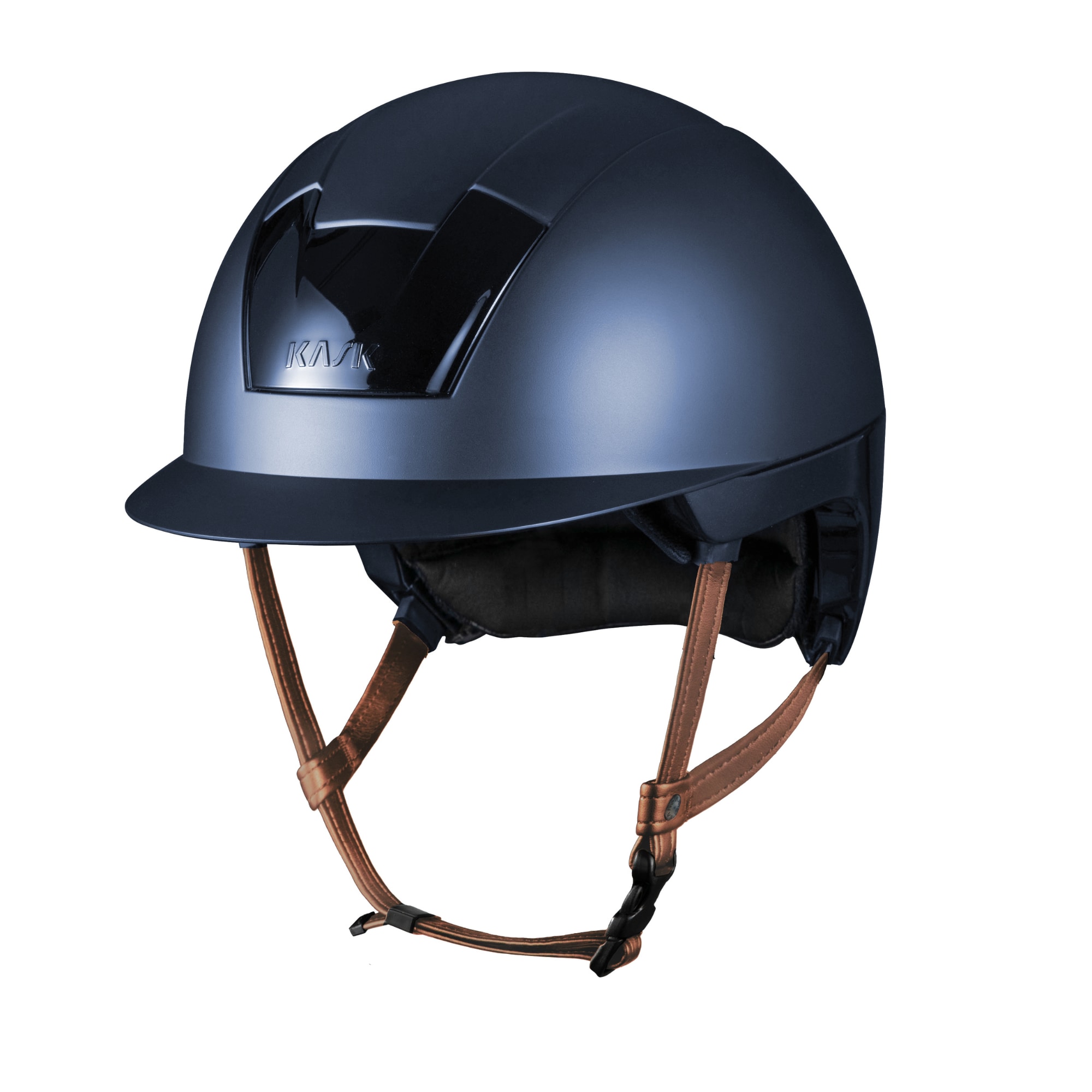 Riding Helmet Kooki Matt - Navy/Light Brown