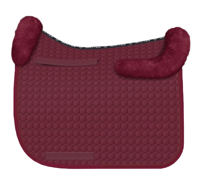 Sheepskin dressage saddle pad - Burgundy