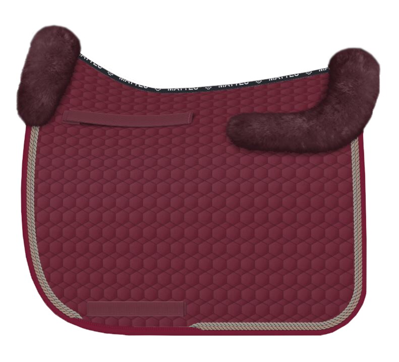 Sheepskin dressage saddle pad - Burgundy