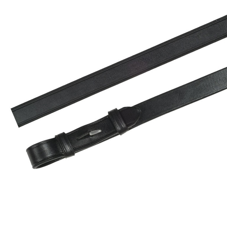 Flat leather reins - Black