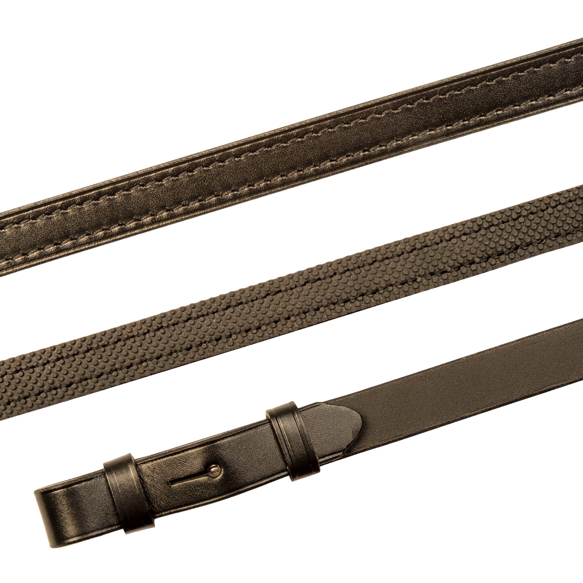 Flat Leather/Rubber Reins - Brown