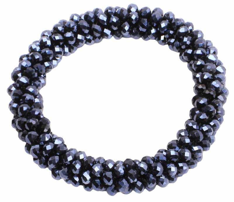 Shiny Beads Scrunchie - Navy