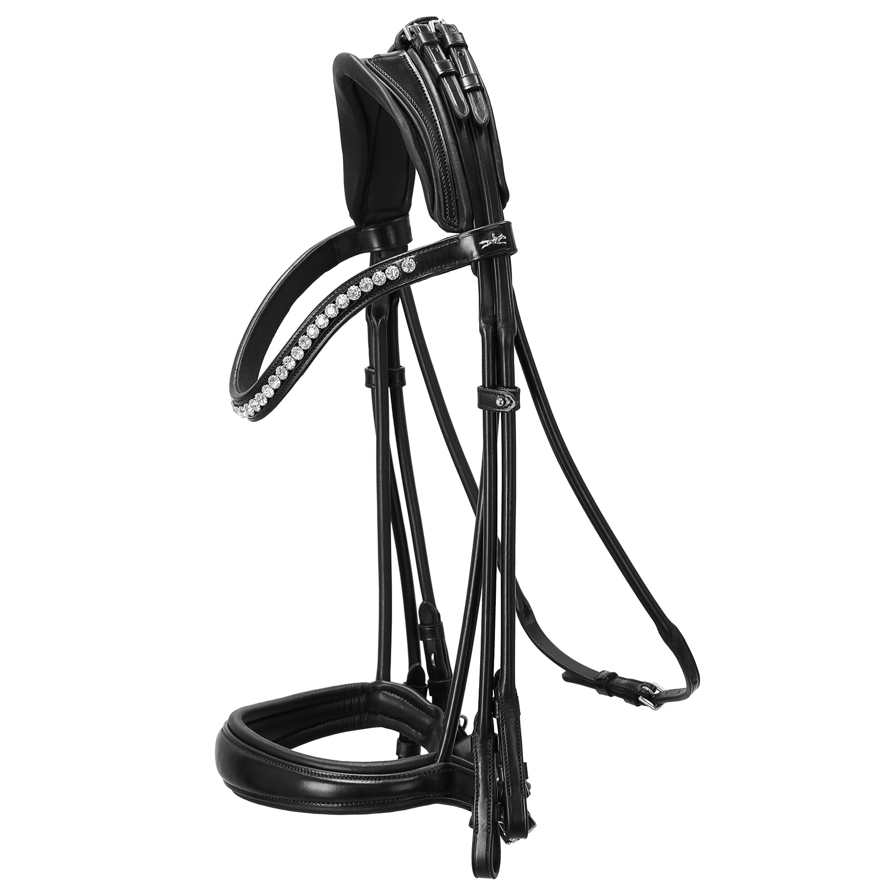 Round sewn double bridle Kensington - Black