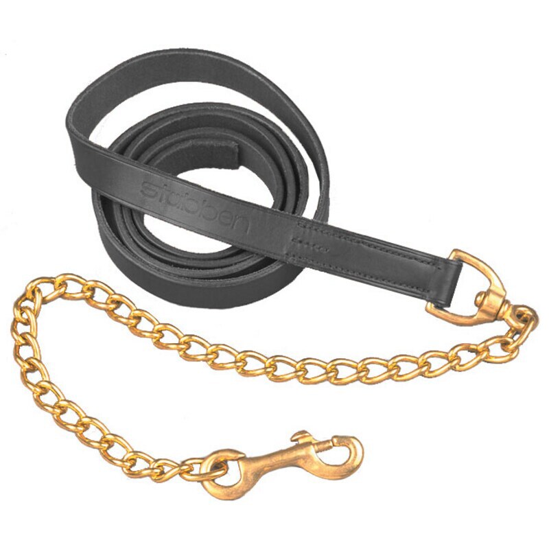 Leather leadrope with chain - Black